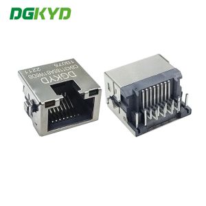 China DGKYDCB431188AB7WA6DB1075 4.3 Sink Board Connector RJ45 Socket With Lamp Package Shield SMT factory