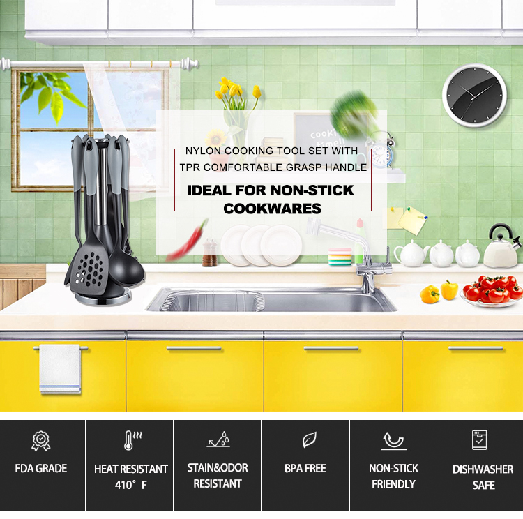 Nylon PA66 Non-Stick Cooking Tools Heat Resistant Utensils Silicone Cookware Sets