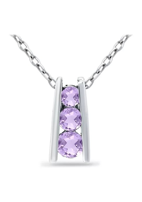3/8 ct. t.w. Amethyst 3-Stone Ladder Pendant Necklace in Sterling Silver