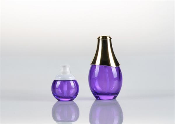 Light Purple Cosmetic Pump Glass Lotion Bottles Glass Skincare Bottles For Serum