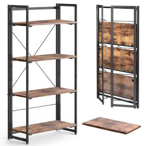 China 4 Open Shelves BSCI Metal Frame Bookshelf 125cm Height Foldable factory