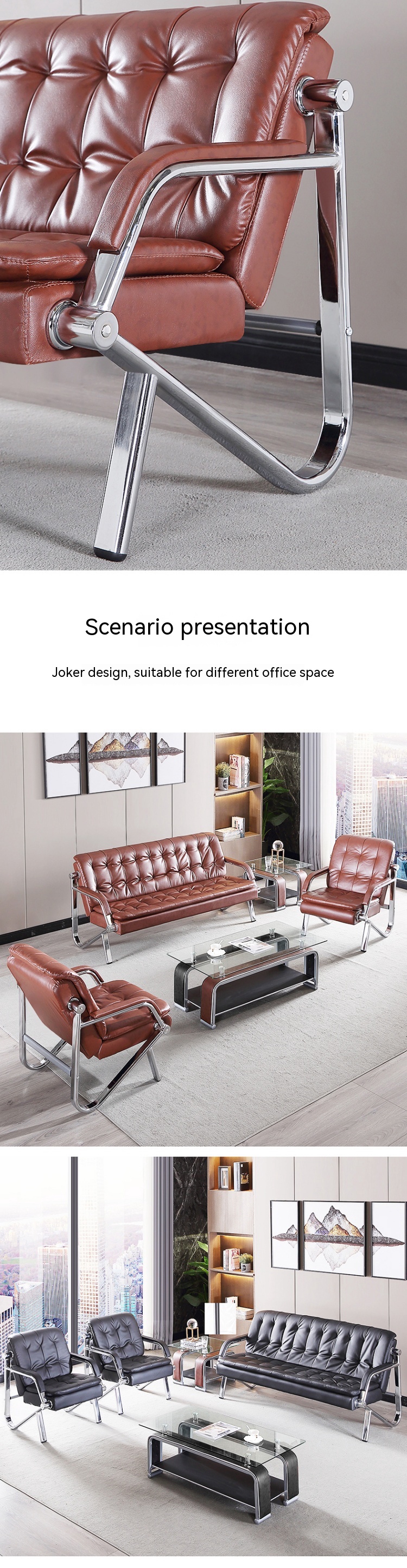 Contemporary Office Sofa and Coffee Table Set for Professional Business Environments