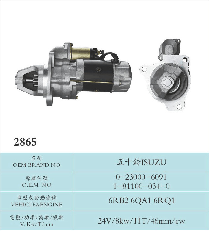 Sawafuji Starter Motor Isuzu 6RB2 6QA1 6RQ1(0-23000-6091 1-811000-034-0)
