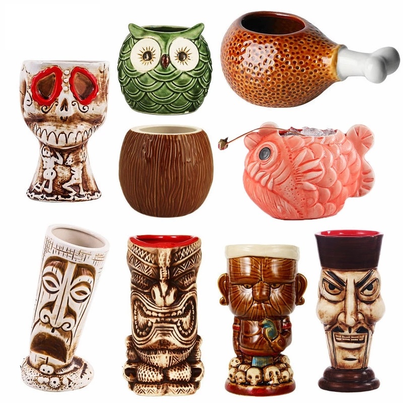 Creative Ceramic Tiki Mugs Hawaiian Cocktail Mug Porcelain Beer Wine Mug Drinkware