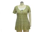Ladies Casual Short Sleeve Slim Body Fit Dresses Front Butterfly Ties Contrast
