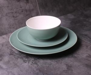 China фарфоровый обеденный набор/new bone china Mint green coloured glaze dinner set 12 pcs with gif box/dinner plate/bowl/mug factory
