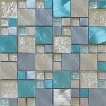 Silver leaf crystal glass mix metal mosaic puzzle pattern for interior