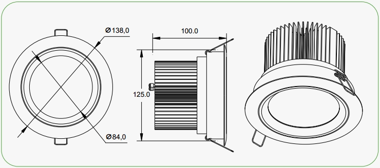 High Efficiency COB LED Down light 2024 20W For Hotel