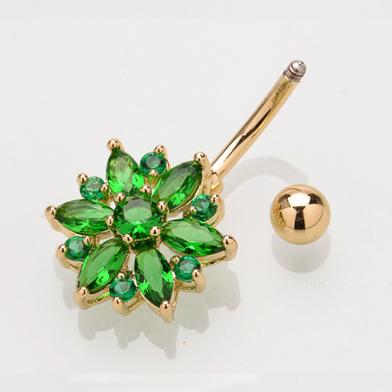 Newest flower shaped navel ring zircon belly button ring piercing jewelry