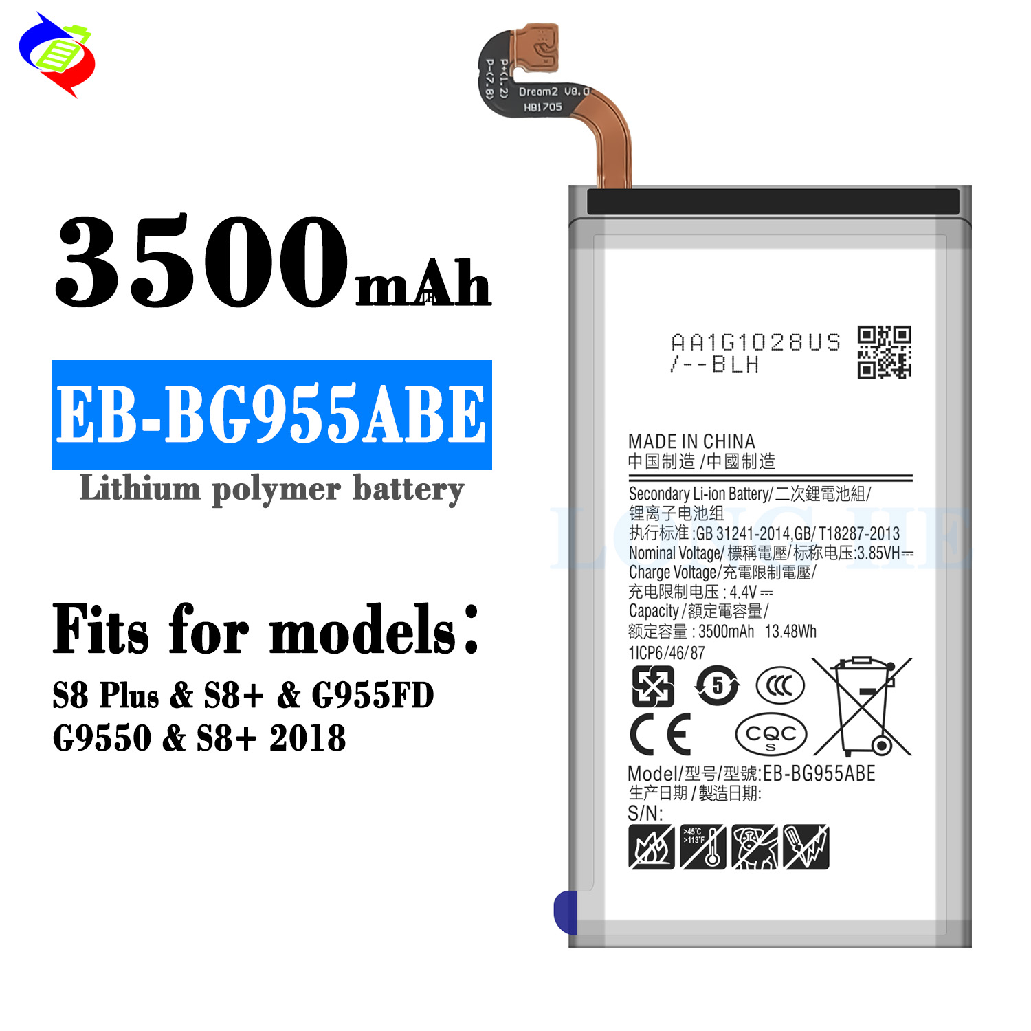Replacement Mobile Phone Battery EB-BG955ABE for Samsung S8 S8P G955 S8 Plus 3000mAh-3500mAh 3.85V