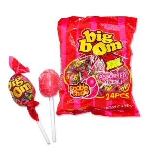 China Bubble Gum Center Filled Fruit Lollipops Assorted Flavors Big Ball Shape factory
