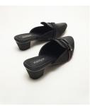 BS146 Baotou Half Tow Women'S Outer Wear Fashion Thick Heel Summer New Pointed