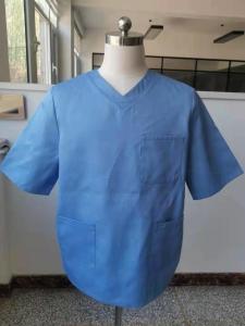 China V Collar Blue Disposable Scrubs Single Use Unisex SMS Nurse Doctor Scrubs Uniform 45gsm factory