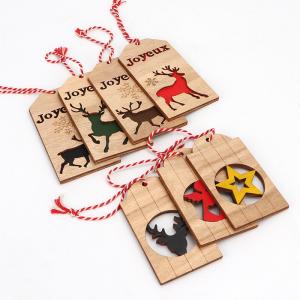 China Christmas Ornaments Wood Tree Decorations Wooden Hanging Crafts Santa Claus Snowman Ornaments Gift Tags Decor, Red &amp; Green factory