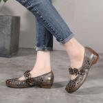 S428Spring And Summer Flowers Hollow Sweet Temperament Leather Handmade Women'S