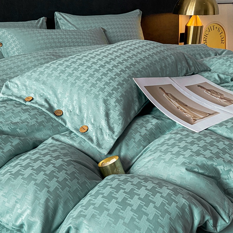 Add a Touch of Luxury to Your Bedroom with this Satin Jacquard Four Piece Bedding Set
