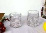 Transparent 260ml 95mm Square Crystal Whiskey Glasses Butterfly Embossed