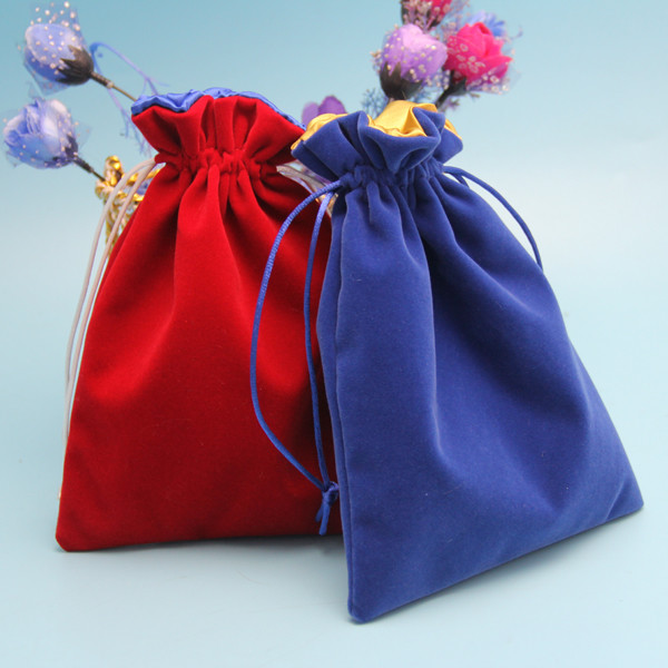 Velvet / Cotton Lining Jewelry Organizer Bag , Satin Custom Drawstring Pouch