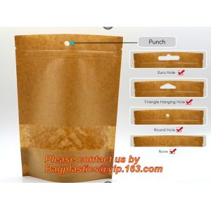 custom resealable recyclable kraft paper square bottom zipper bag, standup
