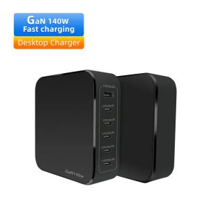 140W GaN Fast Charger 1USB 5 Type C Power Adapter PD Travel Charger Type C A