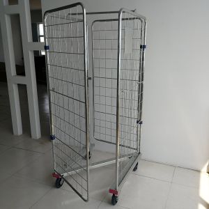 China Heavy Duty Mesh Logistics Trolley Delivery Goods Chrome Plated Material factory