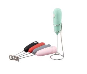 China Coffee Mixer Blender Handheld Milk Frother With Rack Stainless Steel Whisk Head factory