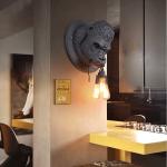 Loft Industrial Resin Wall Lamp Fixtures Art Decor Wall Mounted Gorilla Head
