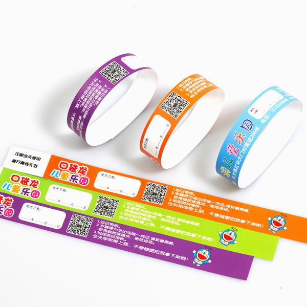 China Custom Event PP Synthetic Paper Wristband With Full Color Printed Waterproof Sweat Resistant Admission Wrist Bands factory