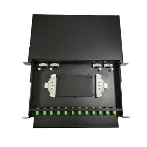 China 24 Port Black Metal Fiber Optic Terminal Box 430x200x46mm factory