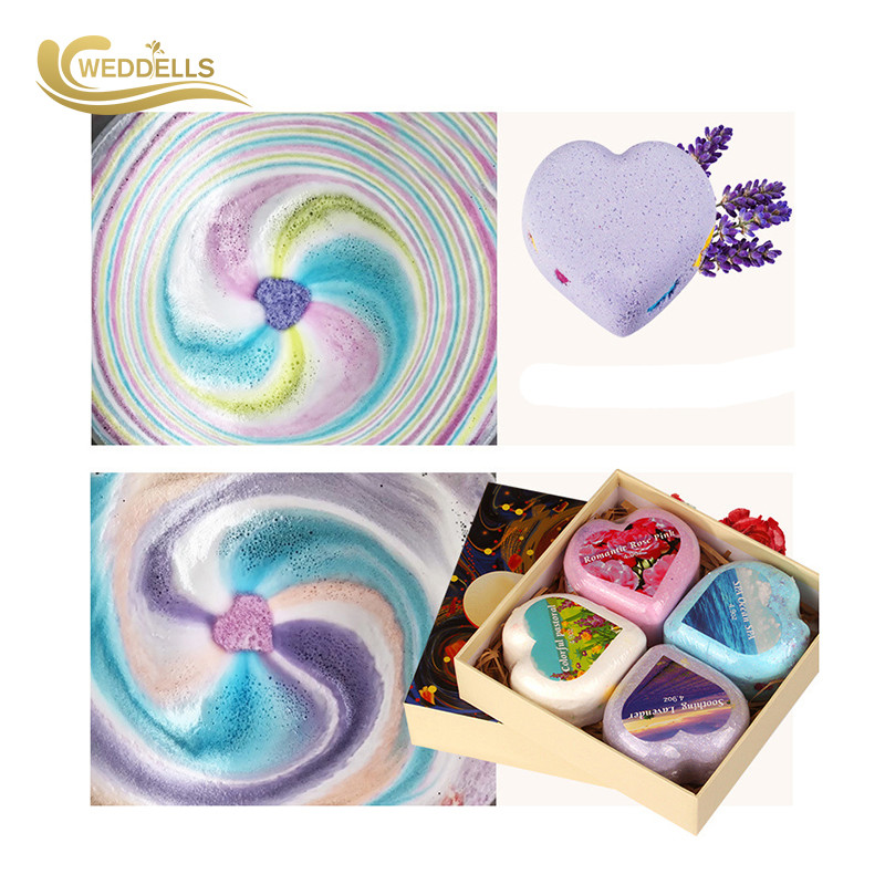 Heart Shaped Vortex Natural Organic Bath Bombs Soothe Skin