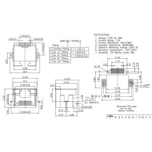 Half Shielded One Port Tab Up SMT RJ45 Jack Lightweight For Networking Products