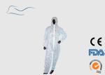PP Disposable PPE Coveralls Front Zipper Closure White Color Type 5 / 6