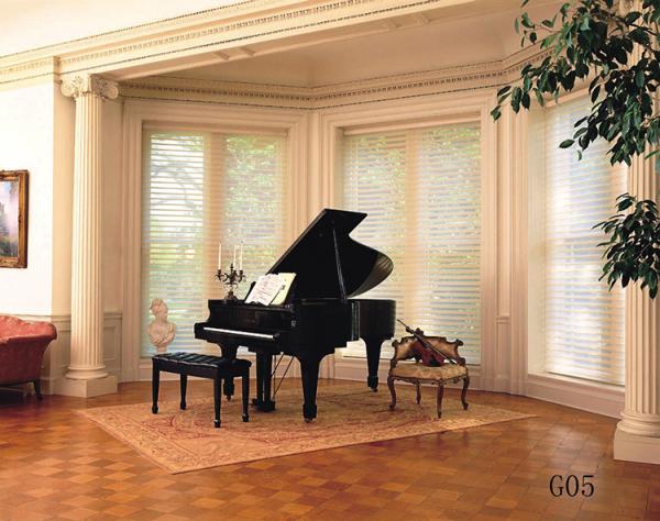 Modern Double Layer beige Fabric Roller Blinds Shangri-la blind For Office Home