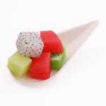 Degradable spoon shape sugarcane cake tray dish disposable bagasse paper fruit