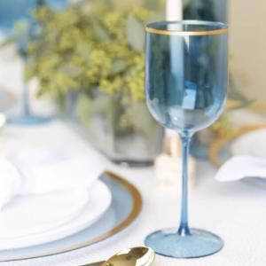 China 405ml 15oz Plastic Wine Goblet With Gold Rim For Party factory