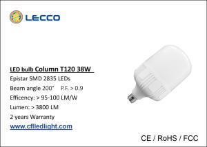 China Engineering High Brightest Led Light Bulb 38W , Warm White Industrial Led Bulbs B22 / E27 factory