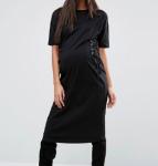 Black Color Pregnant Women Outfits Long Maternity T Shirt Dress With Corset