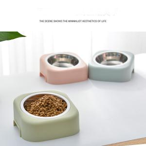 China Cat Toy Cute Cat Bowl Stainless Steel Inclined Mouth Cervical Protection factory