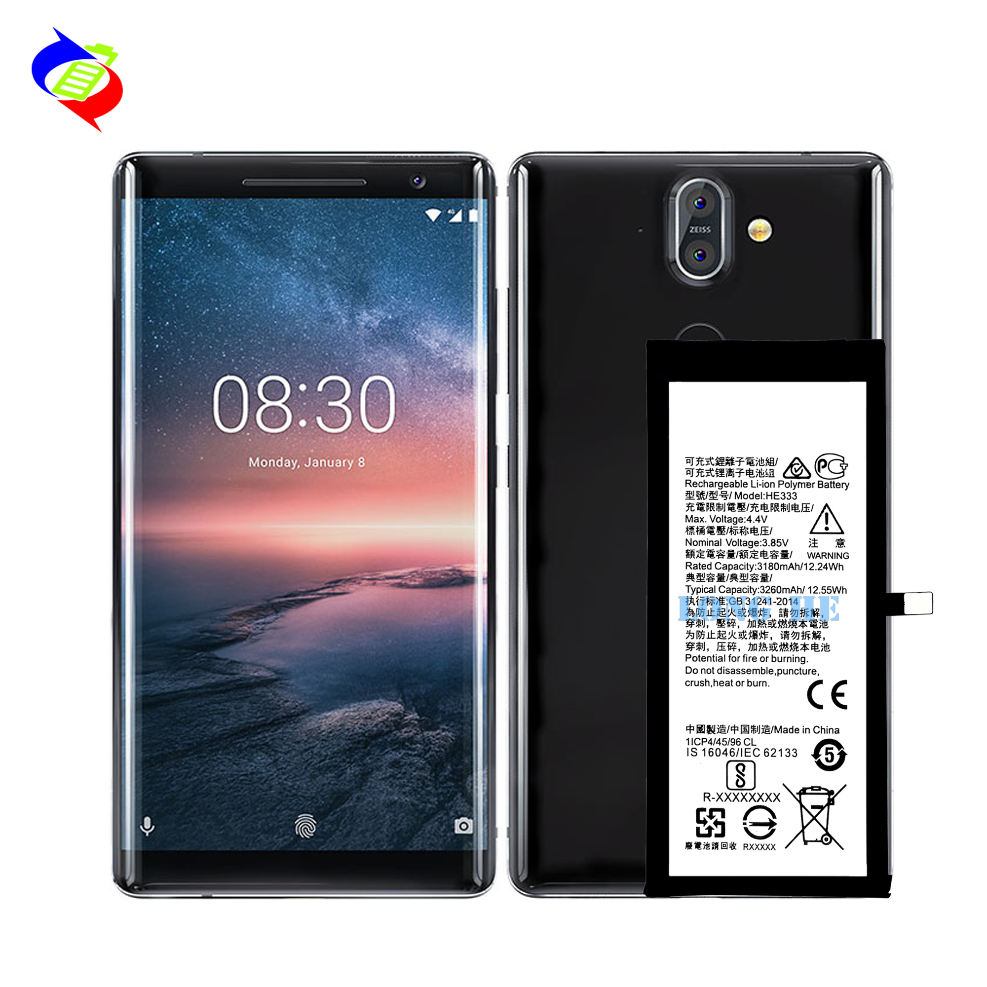 Digital Battery for Nokia 8 Sirocco N8 High Capacity 3260mah Mobile Phone Lithium Ion