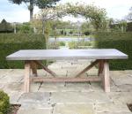 High durable grc cement concrete table with steel wood leg concrete table sets