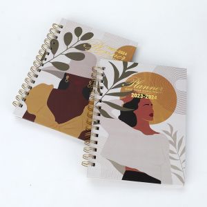 Free Sample Custom A4 A5 Gold Foil Spiral Hardcover Journal Diary Notebook