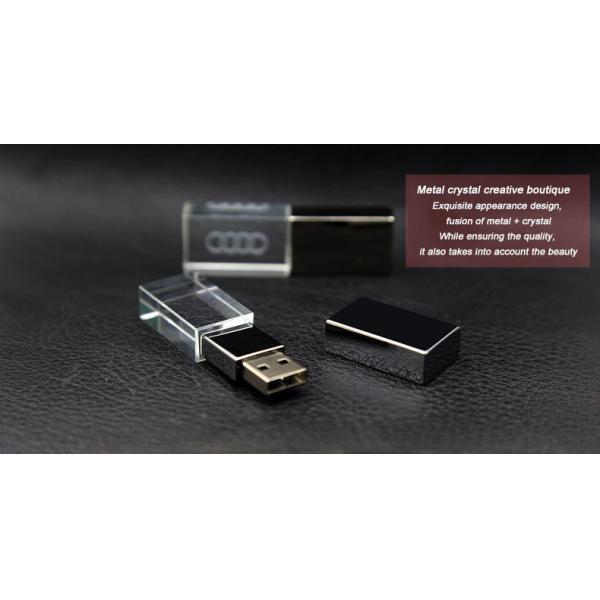 Custom Logo USB 3.0 or 2.0 Crystal Usb flash drive With LED Light