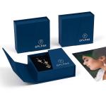 Navy Blue Jewelry Box Magnetic Double Door Luxury Gift Box For Wedding Rings