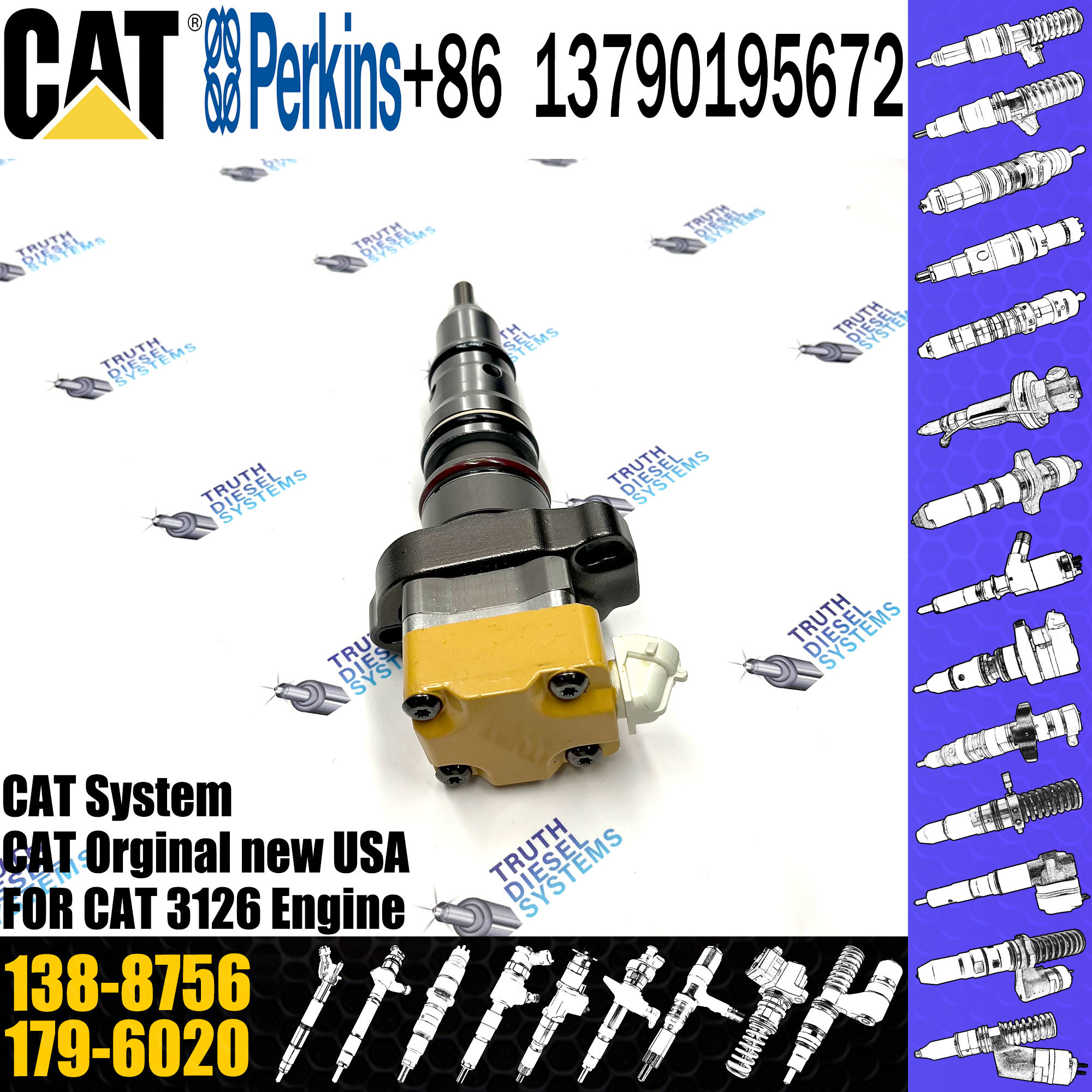 Fuel injector fuel common rail injector 178-0199 222-5972 173-4059 155-1819 155-8723 2C0273 For C-A-T 3126
