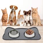 Silicone Pet Food Mat For Floor Waterproof Non Slip Pet Feeding Mat Raised Edge