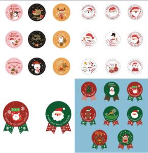 China Pantone Color Sticky Label Roll PVC Merry Christmas Vinyl Stickers factory
