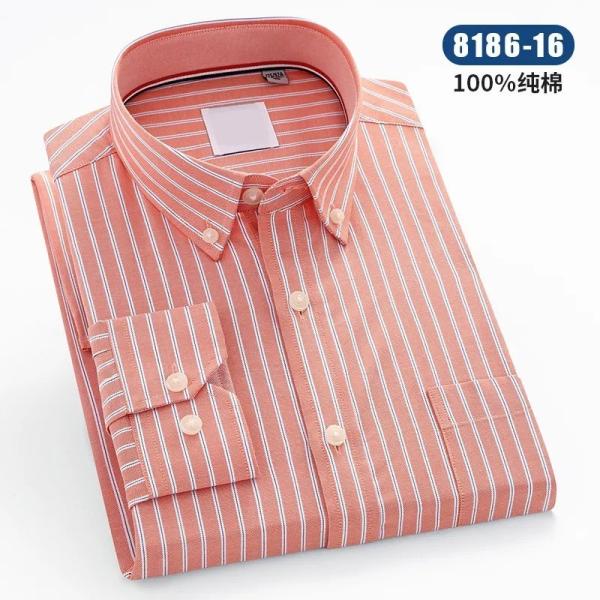 New Men′s Oxford Textile Shirt Pure Cotton Spring and Autumn Long-Sleeved Youth