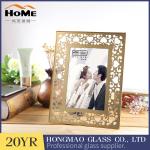 Double Glass Picture Frame , Metal Brass And Glass Photo Frame For Promotion
