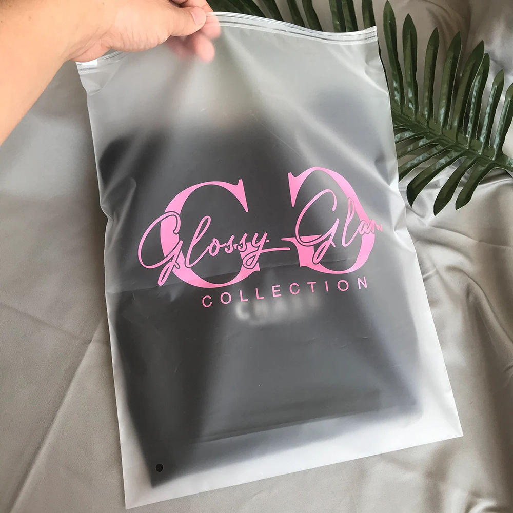 China Thickened Custom Frosted Zipper Bag Recyclable Clothing Packaging Bags Waterproof factory