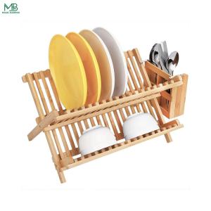 China Bamboo Foldable Bowl Storage Holder Drain Rack factory